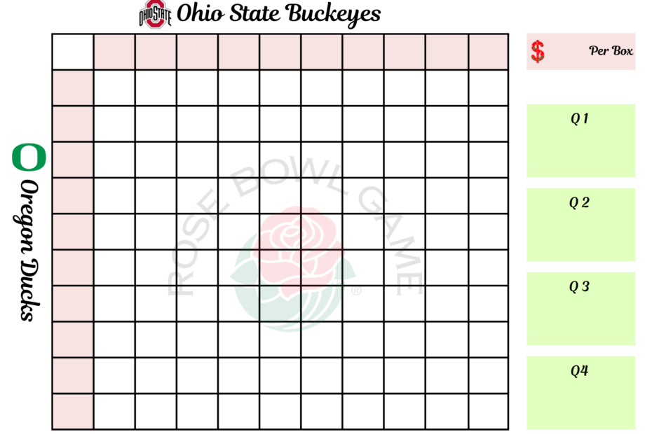 Rose Bowl 2025 Printable Pool Sheet